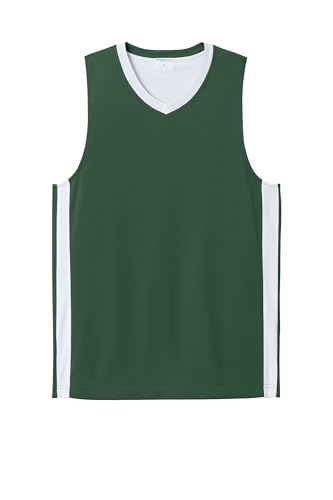 SPORT-TEK Unisex Rival Basketball Rev Jersey Forest Green/White