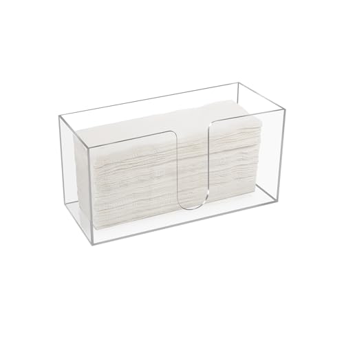 Acrylic Countertop Paper Towel Holder, Paper Towel Dispenser Countertop, Clear Acrylic Napkin Holder(3mm Acrylics), Suitable for Z-fold, C-fold or MultiFold Trifold Paper Towels for Bathroom, Kitchen
