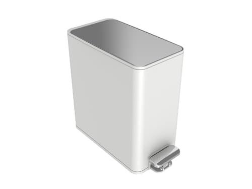 Zilnox ゴミ箱 ふた付き スリム 縦型 幅14x奥行30.8x高さ27.9cm 6L ホワイト