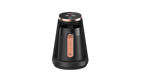 Arzum Okka OK0050 Minio Turkish Coffee Machine 1-4 Cup Capacity 480W Automatic Coffee Maker Smart Anti-Overflow System One-Touch Operation Black & Copper