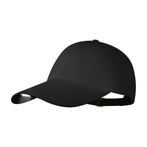 Unisex LED Baseball Cap USB Rechargeable Baseball Cap with Light Built in Adjustable Back Strap LED Hats Light for Outdoor Fishing Jogging Camping Hand Work(US Alpha One Size Black)
