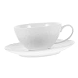Ipetboom Taza y Plato de Cerámica Blanco Elegante para Café y Té Resistente y Duradero Diseño Sofisticado para Uso Doméstico y Escritorio para Bebidas Calientes