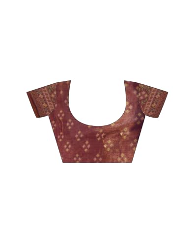 Image of SIRIL Women's Cotton Linen Kalamkari Printed Handloom Saree with Unstitched Blouse Piece