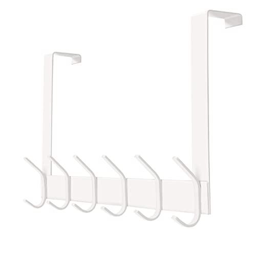 YUMORE Perchero para Puerta 4,5cm Blanco Colgador de Puerta en Acero Inox con 12 Ganchos Perchero de Puerta de Baño Gancho Puerta Colgador de Ropa para Dormitorio Baño Pasillo, sin taladrar