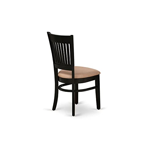 Image of East West Furniture VAC-BLK-C Vancouver Dining Chairs - Linen Fabric Upholstered Wood Chairs, Set of 2, Black