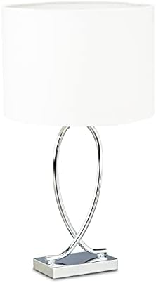 Relaxdays Lampada da tavolo comodino argento paralume tondo struttura ferro HLP