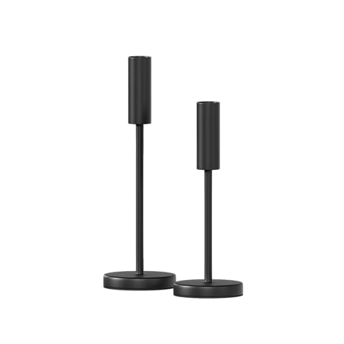 draadwerk® Set di 2 portacandele | per candele e candele a punta | design senza tempo | metallo verniciato a polvere | atmosfera suggestiva per interni (nero)