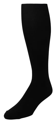 Men's Over The Calf MODAL ULTRA SOFT Dress Socks, Seamless Toe, Flat Knit, OTC Length Socks (Black OTC Flat Knit 1 Pair)