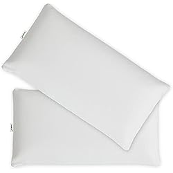 Protector Almohada TextilECO Pack de 2 Fundas de Almohada Antiacaros 100% Algodon Natural. Cremallera Lateral. Impermeable Transpirable. Protector Higienico Suave Lavable. Respira. 75x40 cm