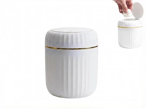 Chesomn Mini Poubelle de Table avec Couvercle, 2L Petite Poubelle Salle de Bain, Poubelles de Bureau en Plastique pour Bureau, Coiffeuse, Table de Chevet...