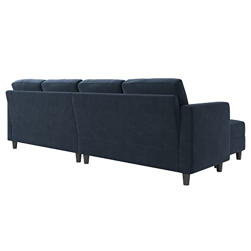 Convertible U Shaped Sofa Sectional Couch With Double Chaises 4 Seat Sofa For Living Room, Velvet Dark Blue #TOP7
