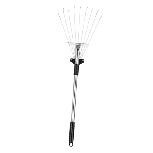 ibasenice 伸縮式歯ガーデンレーキ 軽量耐久性鋼線製 落葉掃除用園芸用清掃ツール 便利な調節可能設計 農園 作業効率向上