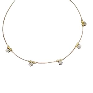 Invisible Chain Elegant Gold-Plated Necklace with Crystal Flower Clusters, Dainty Wire Choker with Cubic Zirconia Accents 18 21GtYu7EsZL. SL500 . SS300