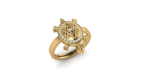 Image of LMDPRAJAPATIS Certified Natural Navratna Best Of Luck Gold & Silver Plated Tortoise Adjustable Ring for Men Or Women's