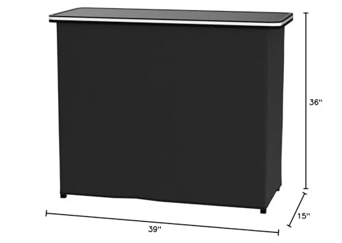 Image of GoBar Portable Bar Table with Multi-Color LED Lights - Mobile Bartender Station for Events - Includes Carrying Case