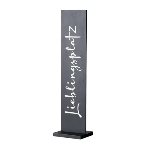 Topanbieter999 Dekoaufsteller Haustürdeko Hausflur Eingangsdeko schwarz 77 cm Metalldeko Gartendeko Haustür Aufsteller Standschild (Lieblingsplatz Schwarz)