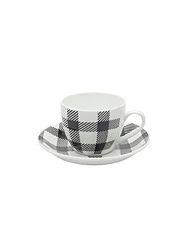 Image of Clay Craft Fine Ceramic Cup and Saucer Set of 12 (6 Tea Cups + 6 Saucers) - 180 ml Each