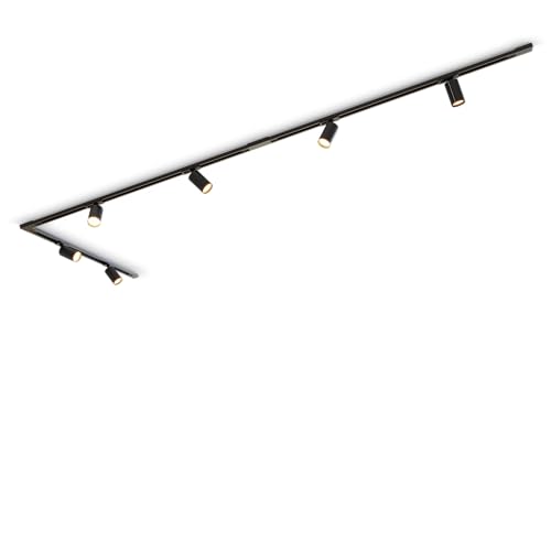 CALEX Schienensystem Set, 3m mit 6 Spots, GU10, Matt Schwarz, Tracklight Deckenleuchte