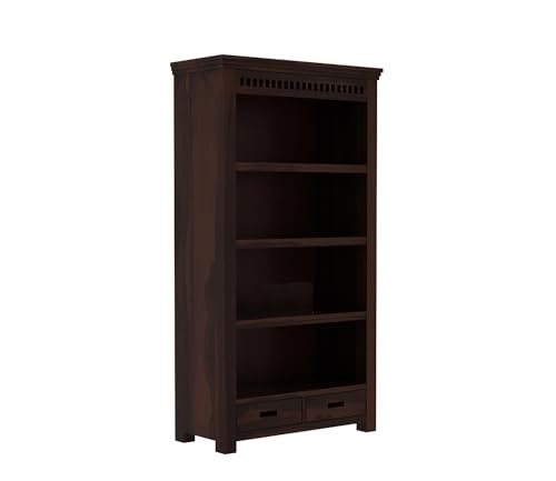 Image of Sheesham Wood Bookcase | Solid Wood Book Shelf for Home Library | Wooden Book Cabinet for Home & Office Living Room (Large, BBslf-Walnut7)