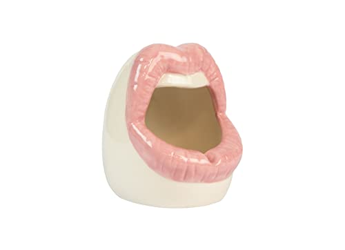 Fisura – Cenicero decorativo con forma de labios en color rosa, diseño original y divertido para regalar. Accesorio de cerámica. Medidas: 9,5 x 11,5 x 12 cm