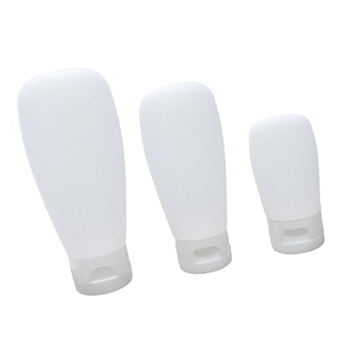 ULTECHNOVO 3 pièces Set de Flacons Silicone Rechargeables pour Cosmétiques Bouteilles de Voyage Souples et Durables avec Bouchon à Bascule Kit Hygiène Portable pour Lotions et Liquides