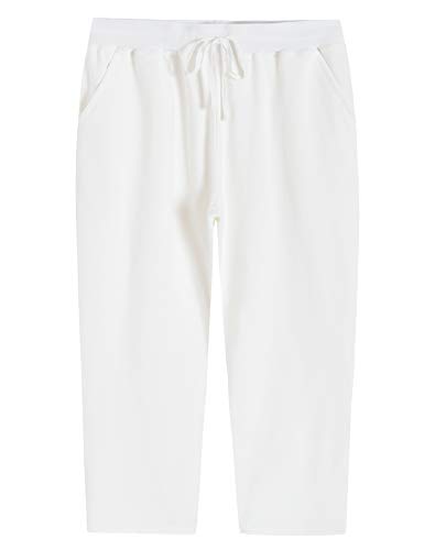 Weintee Women's Knit Sweatpants Capri Pants with...