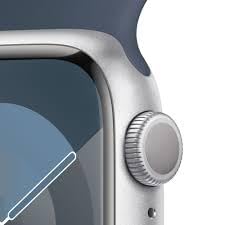 Image of Apple Watch Series 10 [GPS, 42mm] - Silver Aluminum Case with Denim Sport Band, S /M (Renewed)