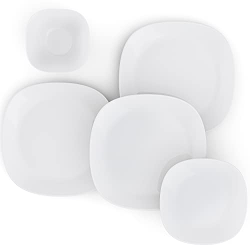 Dinnerware Set, Meky 18-Piece Opal Dishes Sets Service For 6|11" Plates|6" Bowl Sets | Dish Sets-Square #TOP6