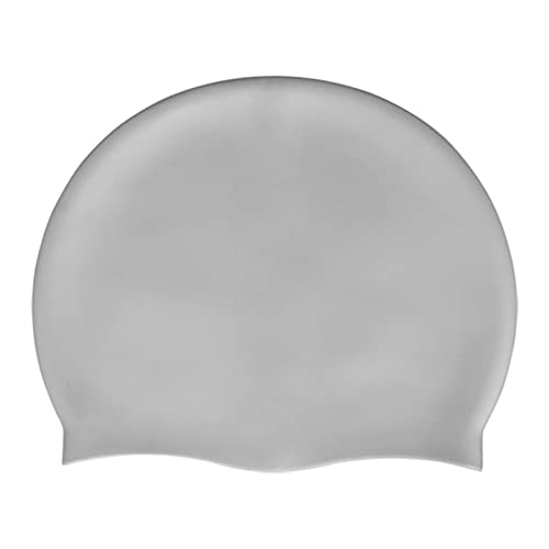 ETZRYSYB Gorro de natación de silicona impermeable para hombres y mujeres, protege las orejas, pelo largo, deportes, piscina, gorro de natación para adultos (gris claro)