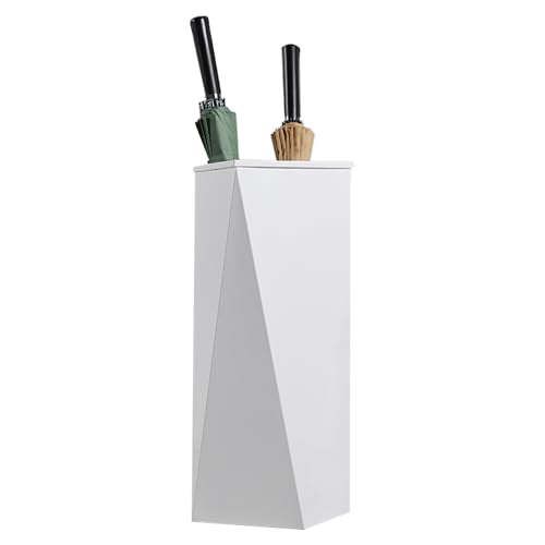 Porte-parapluies rectangulaire en métal blanc de grande capacité - 2