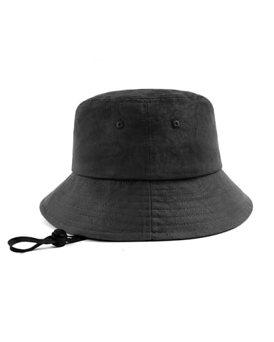 Image of XXL Oversize Bucket Hat Reversible, XL L M S Fisherman Sun Cap With Chin Strap, Travel Beach Outdoor Hat For Men Women