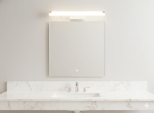 Image of Rosegold | White PVC Body | Dressing Table |Rose Chrome Finish | Bathroom Mirror | Vanity | Picture | Cabinet | Adjustable | Wall Mounted Light. 2 Year Warranty. (White Rosegold, 18w)
