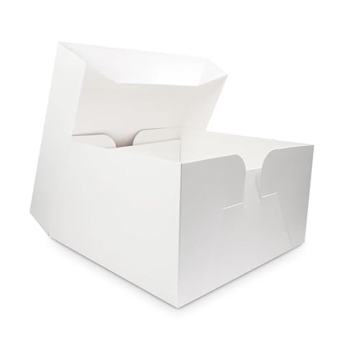 LARRYROO Pack of 5 x White Square Cake Boxes - Perfect for Transporting your Cakes! (12 Inch)