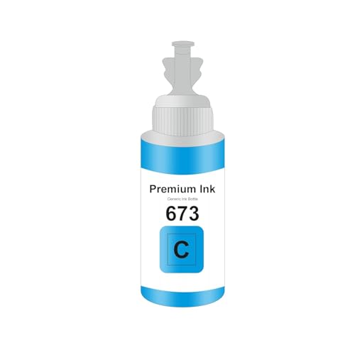 Image of T673 Compatible Refill Ink for Epson L805, L800, L1800, L810, L850 Printer - Compatible Ink Bottle for Epson T673 Ink Code (T673 Cyan Ink 1 Pcs)