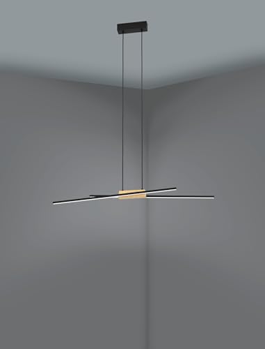 Eglo Plafoniera Panagria Led, Nera Con Dettagli In Legno - 3