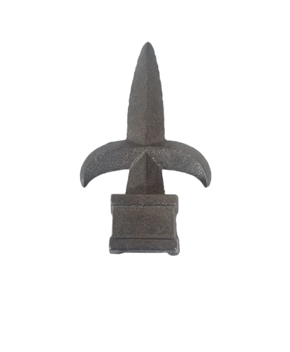 Image of Cast Iron Fence Finials, Multiple Decorative Styles & Sizes, 1 /2 inch to 1 inch Inch Square and Round Spears, Fleur de Lis Design (3 /4 inch Rocket SQ, 10)