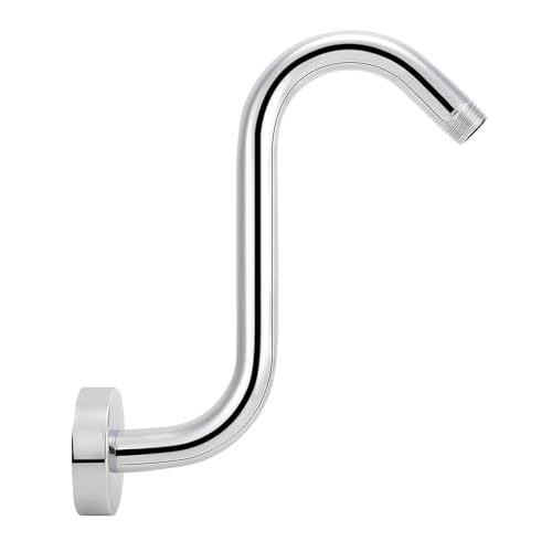 Image of NearMoon S Shaped Shower Head Riser Arm, Shower Extender Arm with Flange, Standard 1 /2 inch Connection- Bathroom Accessory (8 Inch, Chrome)