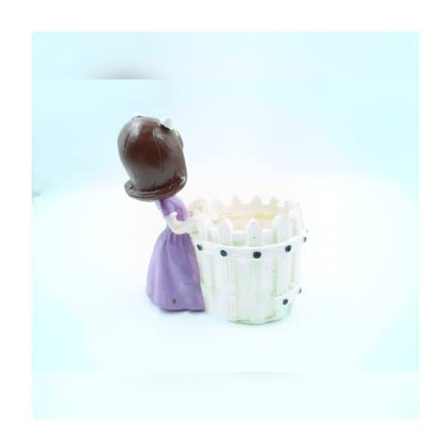 Image of Girl Resin Succulent Planter Flower Pot Handicraft Pack of 2 Indoor Outdoor Flower Pot Handicraft Planter, Plant Container Set (Multicolor Buddha Girl)