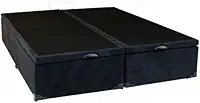 Cama Box Baú Queen Bipartido Blindado Suede Preto Com Pistão A Gás