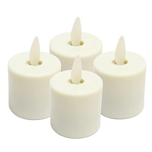 Image of Raz Imports 1.6 inch Moving Flame Rechargeable Ivory Tealights, Set of 4 - Flameless Lighting Accent and Decorative Flickering Light Source - Real Looking Fake Candles for Living Room, Patio and Bedroom