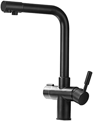 Grifo de cocina de 3 vías Vantor cromado negro con filtro