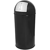 Genuine Joe Push Open Round Top Black Receptacle, 12 Gal