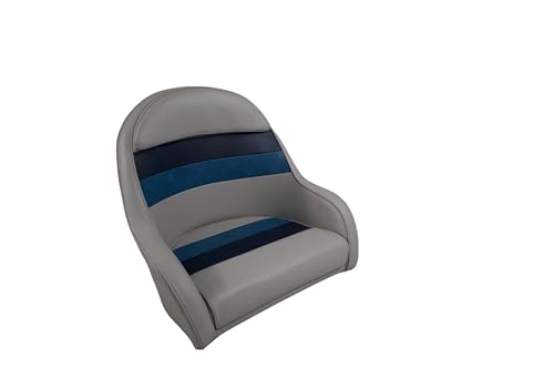 Horizon Manufacturing Premium Series Pontoon Bucket Style Captain Chair 3006-ABDK Grey/Navy/Blue