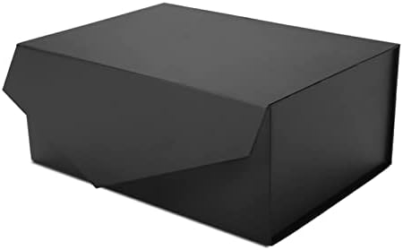 JINGUAN Black Gift Box with Lid for Present, Magnetic Closure Rectangle Collapsible Gift Box, Groomsman Proposal Box, Wedding, Birthday Gift Packaging (9x6.5x3.8 Inches)