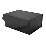 JINGUAN Black Gift Box with Lid for Present, Magnetic Closure Rectangle Collapsible Gift Box, Grooms