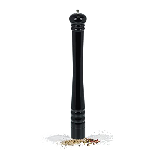 Relaxdays Salt and Pepper Mill, XXL Spice Mill, Wooden, Ceramic Grinding, Manual, HxD: 51.5 x 6 cm, Classic, Black