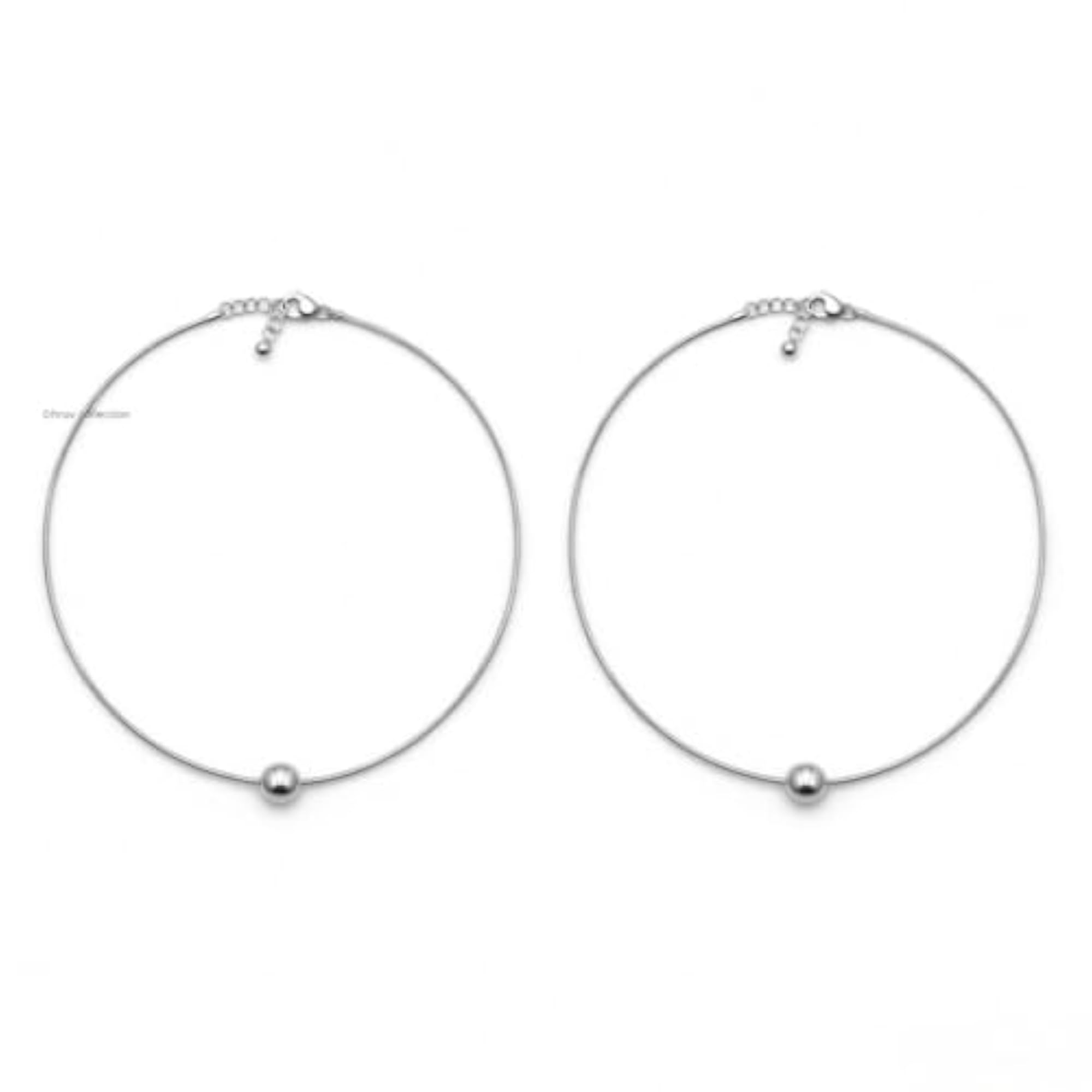 Women's 92.5% Pure Sterling Silver 1 Ball Design Anklet
