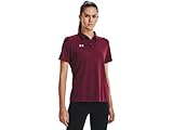 Under Armour Tech Team Womens Short Sleeve Polo Shirt M Maroon-White