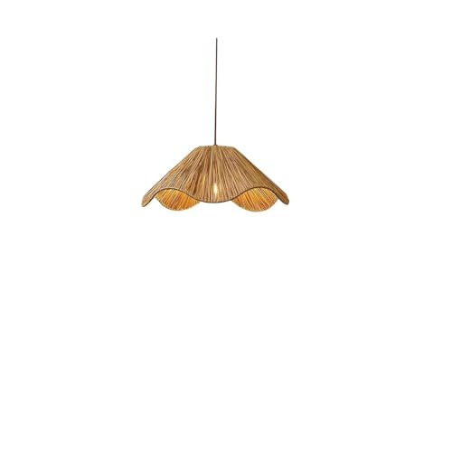 Lustre suspension en fibre naturelle au tressage artisanal et design pétale exclusif