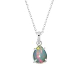 DEVMUKTI Natural Ethiopian Opal Gemstone Pendant Necklace, 925 Sterling Silver, AAA Grade Stones, Handmade Jewelry, Adjustable Chain, October Birthstone. Gift for Women, Size-20inch